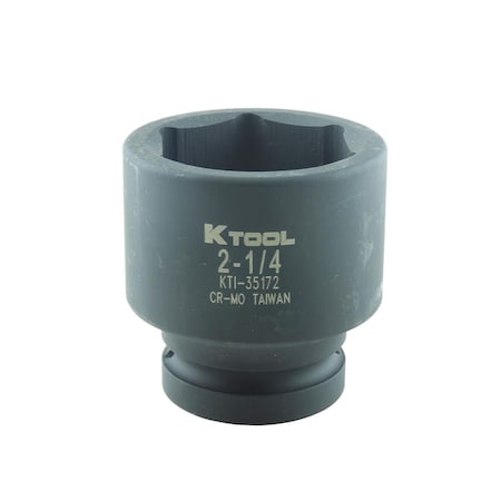 K-Tool International 1" Drive, 2-1/4" Size, SAE Socket, 6 Points, Socket 1" Drive Impact Short 2-1/4 KTI-35172